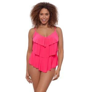 Aqua Green Women's XL Rose Quartz Pink Triple Tier Tankini Top Swimwear H17-35